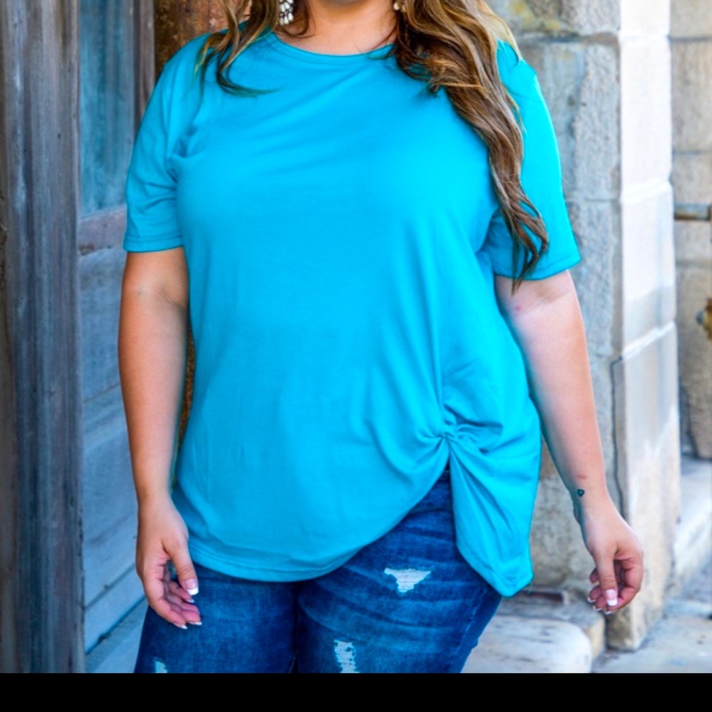 Turquoise side tie shirt